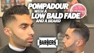 HOW TO: Pompadour w/ Low Taper Bald Fade & Beard | Men's Haircut Tutorial | HD - 1080