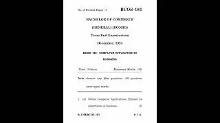 BCOS&ndash;183 Dec 2024 | IGNOU Previous Year Question Paper