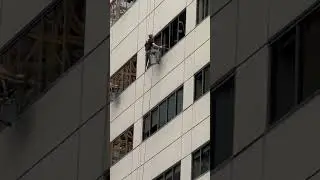 Seattle high rise window washing technicians - Daredevil work!