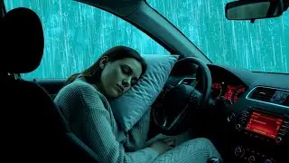 Insomnia Cure 🌙 Heavy Rainstorm & Intense Thunder Echoing on Car in Jungle Night