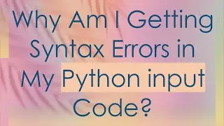 Why Am I Getting Syntax Errors in My Python input Code?