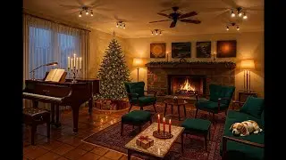 Mid-Century Christmas Jazz Fireplace 🎄✨