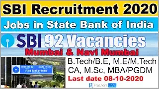 SBI Recruitment 2020 - Jobs in State Bank of India