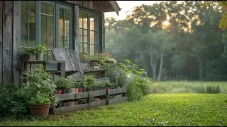Rustic Farmhouse Backyard Garden with Charming Old-to-New Upcycled Decor