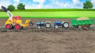 Jcb Pulling Two Blue Tractor | JCV - GCB - JCP | JCB 4DX | TRACTOR MANIA