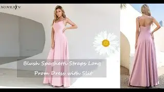 Blush Spaghetti Straps Long Prom Dress with Slit | Homrain 2022