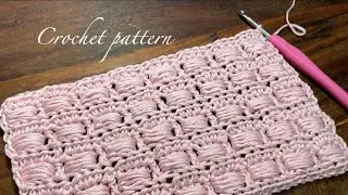 Sweet Retro Puff Pattern 🧶H&aelig;kling Tutorial 🧶Step by Step 🧶 m&oslash;nster til smukke t&aelig;pper og sjaler