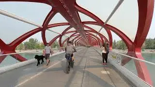 Calgary Downtown Walking Tour 4K Bow river | Prince's Island Park | Peace Bridge | Memorial Drive