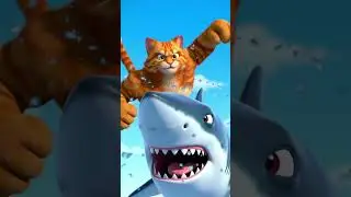 AI VIDEO TITLED  Daddy Cat vs. Shark #aivideo #cat #disneyadventures #explore #aivideo #cat