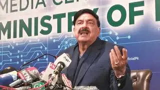 Federal Interior Minister Sheikh Rashid Ahmed talking to media 2 Jan2022