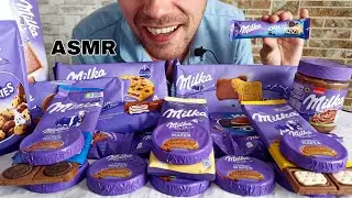 ASMR EATING MILKA CHOCOLATE PARTY (Dessert Eating Sounds) Mukbang *NO TALKING*