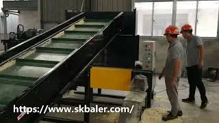 Aspen bedding baler, sani-chips baling machine, shavings press machine into plastic bags - SKBALER