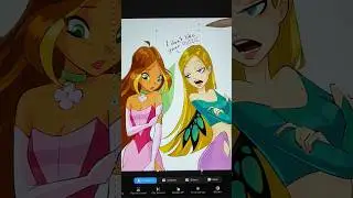 Winx meets WITCH! Flora tries on Cornelia's outfit 🌷🤭 #winxclub #witch #winxflora #cornelia #drawing