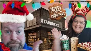 Christmas Eve Starbucks Holiday Menu Taste Test + Magical Christmas Lights Drive-Thru Adventure!🎄🎁