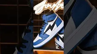 This high top blends classic blue with modern edge. Would you rock these?🔵⚪⚫#SneakerCulture#sneaker