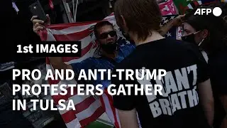 Protesters pro and anti-Trump gather outside rally venue in Tulsa | AFP