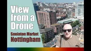 A fly around the Sneinton Market area in Nottingham, on set-up day before Nottingham Pride 2025.