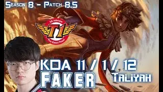 SKT T1 Faker TALIYAH vs LEBLANC Mid - Patch 8.5 KR Ranked