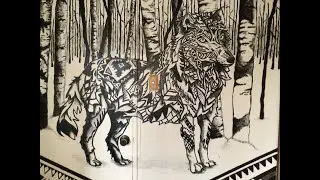 &ldquo;Tribal Wolf&rdquo; by Peter Monreal - Mural Painting 2021 Timelapse Video