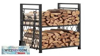 VEVOR Indoor Firewood Rack 1.3 ft 2 Tier Firewood Holder with Fireplace Tools