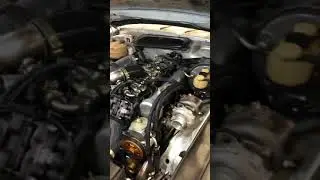 R107 450SL twin turbo...filling engine with oil.