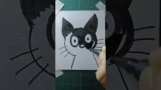 easy black cat drawing 😻 #drawing #artclass #easydrawing #art #drawingtutorials #beginnerarttips