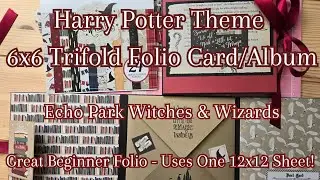 Harry Potter Theme 6x6 Trifold Folio Card/Mini Album Tutorial & Process Video