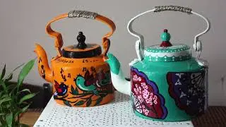 How to Hand paint Aluminum Tea Kettle | Recycle Old Tea Kettle | DIY Home Decor