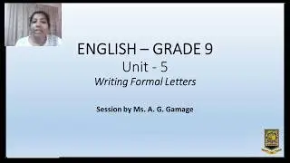 Formal Letter Writing - Grade 9