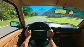 POV - 1981 Mercedes 240D W123 - Leaving St Moritz toward Italian border - ASMR