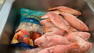 Fry fish with curry shrimp and white rice 