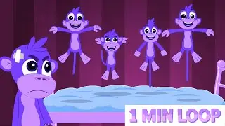 [1-Minute Loop] Five Playful Monkeys Jump & Giggle 🐒 | Cute 3D Nursery Rhyme for Babies & Toddlers