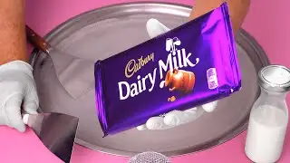 How to make Cadbury Dairy Milk Chocolate to Ice Cream Rolls | ASMR & Mukbang