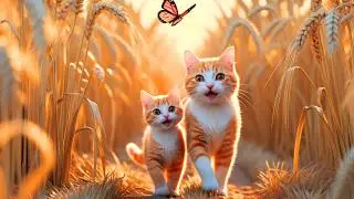 Mama Cat & Kitten&rsquo;s Fun Day at the Wheat Farm!   Cozy Farm Adventures