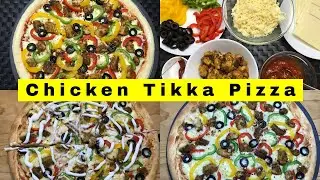 Chicken Tikka Pizza Recipe - 34cm/13inch Pizza - Step by step pizza Baking Video - SaimisKitchen