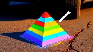 Experiment Car vs Chocolate bars Gummy candy bricks Aluminum foil balls Plastic cups stacked