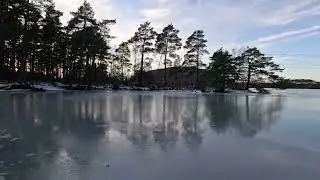 Frozen Lakes,  Husnes Norway. Cold country, Norway Northern Europe.