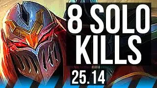 ZED vs SYNDRA (MID) | 14/0/1, 8 solo kills, Legendary | KR Diamond | 25.14