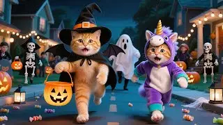Ginger Cat and Sister See a Halloween Ghost 😱👻 But Something Unexpected Happens! 🐱🎃
