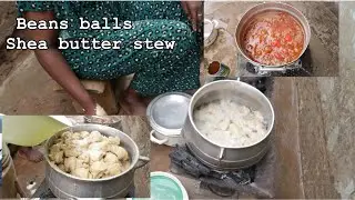 cooking BEANS FLOUR dumplings with SHEA BUTTER TOMATO STEW in Ghana|| west africa |kpogulo, danwake