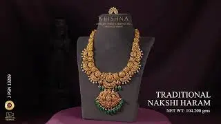 22K Gold Nakshi Long Haram 💫 Royal Bridal Necklace with Ruby, Emerald & Diamond Elegance