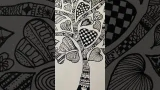 Valentine tree zentangle art#lifeisbutadream # zentangle heart tree