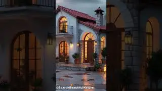 🌿 Cozy Mediterranean-Style House in the Rain | 4K Photorealistic Architecture 🌧️🏡