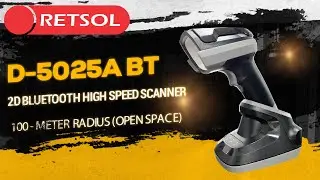 Retsol D-5025A BT 2D Bluetooth High Speed Barcode Scanner: Ultimate Power, Range, and Durability!