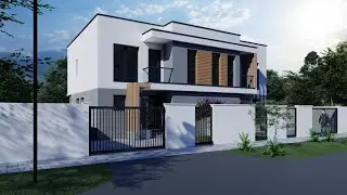 Proiect duplex - randari exterioare si planuri 3D - 14.2 x 10.52 metri dimensiuni in plan