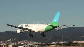 A LEVEL Airbus A330 lands at Barcelona Airport