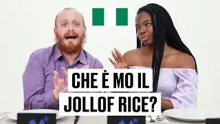 Italiano prova i piatti della cultura nigeriana