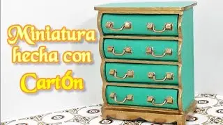 Como hacer muebles para casas de muñecas cómoda con cajones en miniatura DIY FACIL