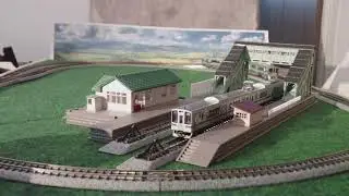 Temporary model train N scale layout 80x60cm in Japan suburban style