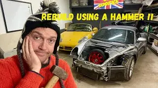 REBUILDING A WRECKED PORSCHE BOXSTER S USING A HAMMER!